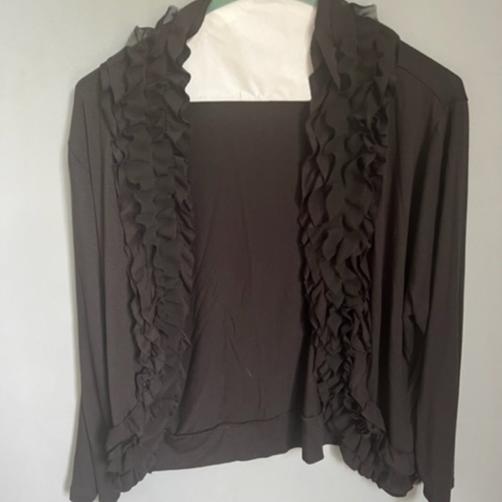 August Silk Black Ruffle Cover-up